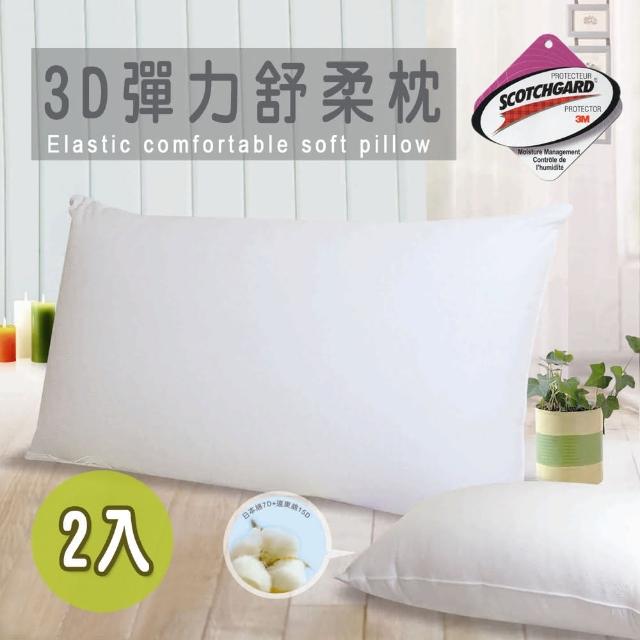 【3M 專利防潑水技術】3D彈力舒柔枕（二入）