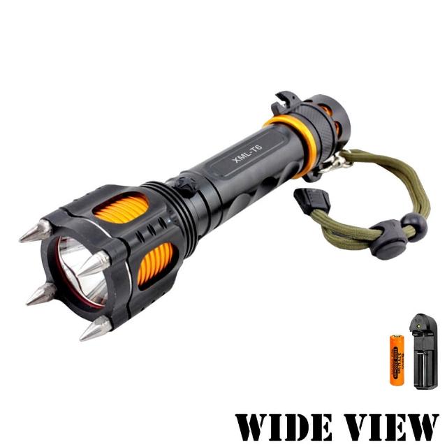 【WIDE VIEW】大黃蜂T6戰術防衛手電筒組(附電池+充電器NZL-A14-A)