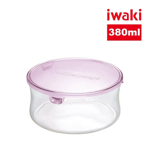 【iwaki】日本耐熱玻璃圓形微波保鮮盒380ml(粉色)