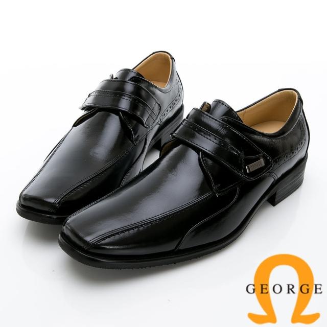 【GEORGE 喬治皮鞋】時尚職人系列 真皮小方楦魔鬼氈紳士鞋皮鞋-黑735017IN-10