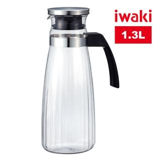 【iwaki】日本品牌不鏽鋼系列玻璃把手方形耐熱玻璃水壺(1300ml)