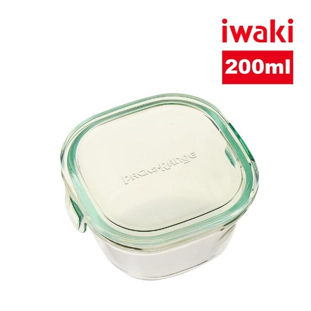 【iwaki】耐熱玻璃方形微波保鮮盒200ml(綠色)