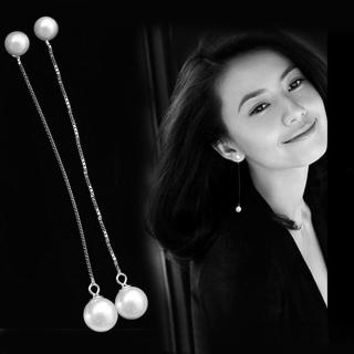 【I.Dear Jewelry】簡約氣質-韓國網紅氣質垂墜珍珠造型銀色耳線耳環(簡約氣質)