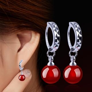 【I.Dear Jewelry】氣質瑪瑙-韓國簍空弧形造型瑪瑙銀色耳針耳環(氣質瑪瑙)