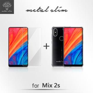 【Metal-Slim】小米Mix 2s(強化防摔抗震空壓手機殼+玻璃貼)