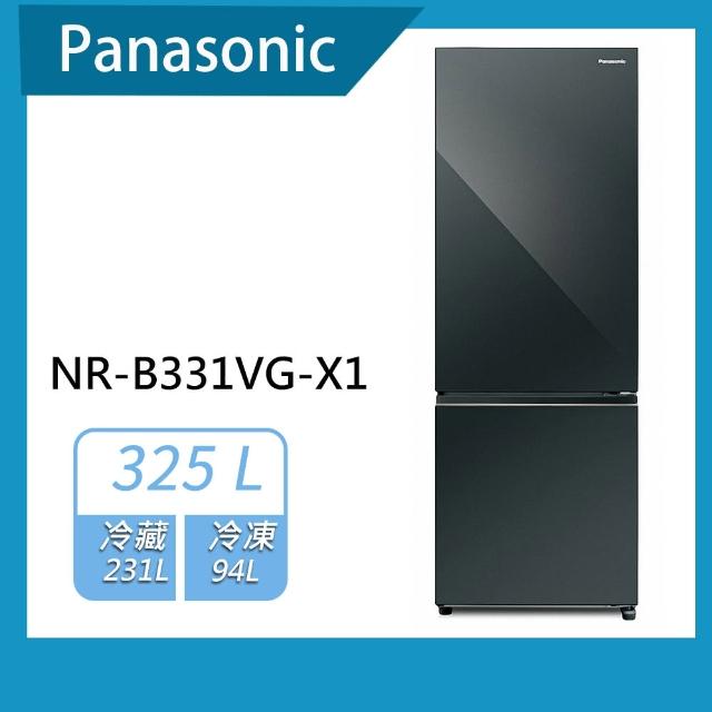 【Panasonic 國際牌】325公升一級能效鏡面雙門變頻冰箱-鑽石黑(NR-B331VG-X1)