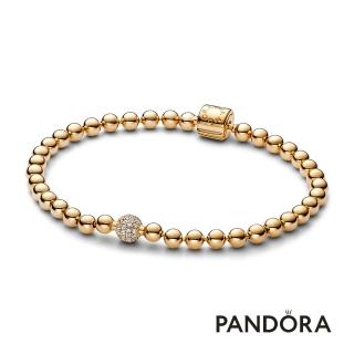 【Pandora 官方直營】珠飾密鑲寶石手鏈-鍍14k金