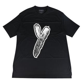 【Y-3 山本耀司】草寫LOGO純棉短袖寬版t恤(男款/黑x白)