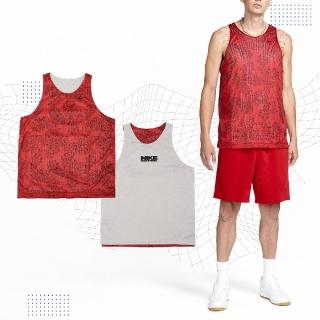 【NIKE 耐吉】背心 Dri-FIT 男款 紅 灰 印花 雙面設計 吸濕排汗 雙面穿 運動 球衣(FB7056-657)
