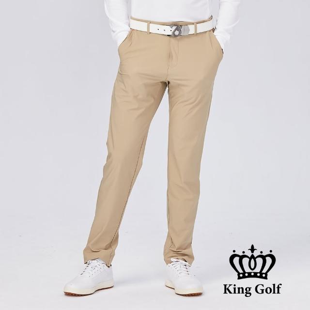 【KING GOLF】速達-網路獨賣款-男款立體剪裁修身彈性休閒長褲/高爾夫球褲(卡其)