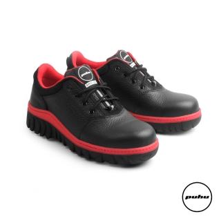【PUHU 彪琥】真皮工作安全鞋-黑紅(100%MIT台灣製 鋼頭鞋 工作鞋 防護鞋 安全鞋)
