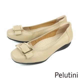 【Pelutini】方形配飾包頭平底鞋 米色(331013W-BE)
