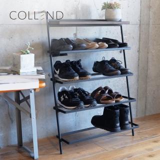 【日本COLLEND】IRON 實木鋼製靠牆四層收納鞋架(靠牆架/靠牆收納架/靠牆收納架)