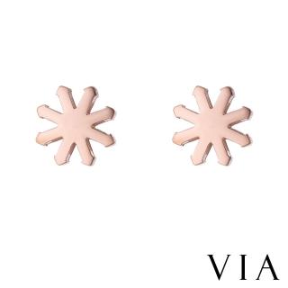 【VIA】白鋼耳釘 米字耳釘/植物系列 米字小花造型白鋼耳釘(玫瑰金色)