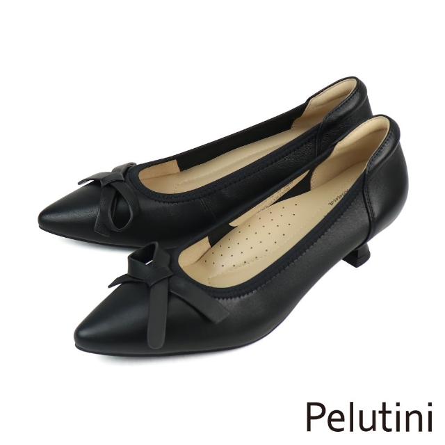 【Pelutini】優雅蝴蝶結造型尖頭高跟鞋 黑色(333022W-BL)