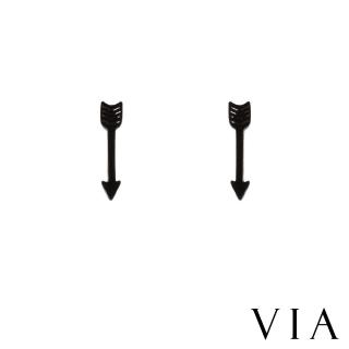 【VIA】白鋼耳釘 符號耳釘/符號系列 愛神之箭造型白鋼耳釘(黑色)