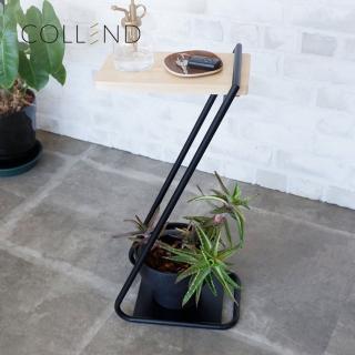 【日本COLLEND】IRON 實木鋼製Z型邊桌-高60cm-2色可選(邊几/桌几/沙發側桌)