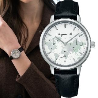 【agnes b.】Sam 世界地圖時尚腕錶 手錶 指針錶 禮物(VD75-KHP0Z/BP6030X1)