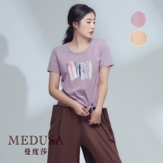 【MEDUSA 曼度莎】現貨-側綁結水彩印花Tee - 2色（M-XL）｜女上衣 短袖上衣 T恤(102-16711)