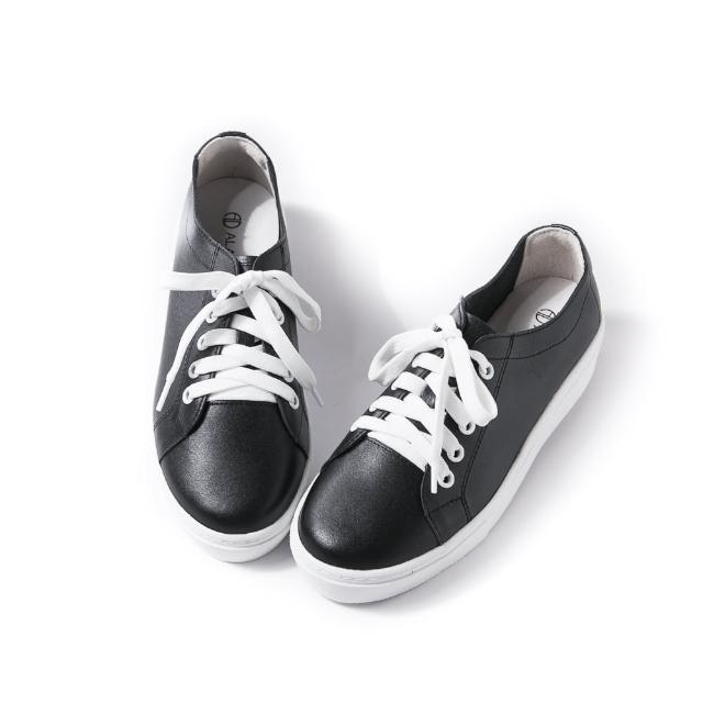 【ALAIN DELON 亞蘭德倫】全真皮綁帶舒適休閒鞋A78509(3色  黑色 白色 藍色)