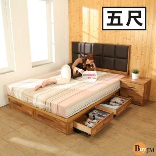 【BuyJM】拼接木系列雙人5尺皮革床頭+四抽床底房間2件組