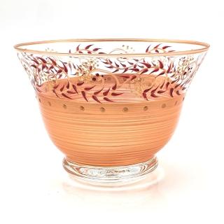 【Madiggan 貝斯麗】托斯卡尼 手工彩繪開運玻璃碗(金紅、金綠可選)