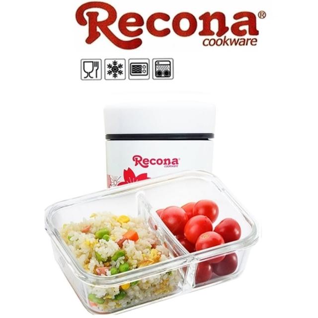 【Recona】長分格800mlx1璃保鮮盒+櫻花燜燒罐500mlx1贈便當餐袋/便當盒(3件隨機出貨)