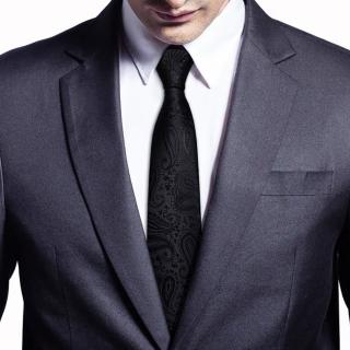 【拉福】腰果紋8CM寬版領帶拉鍊領帶(黑色紋)
