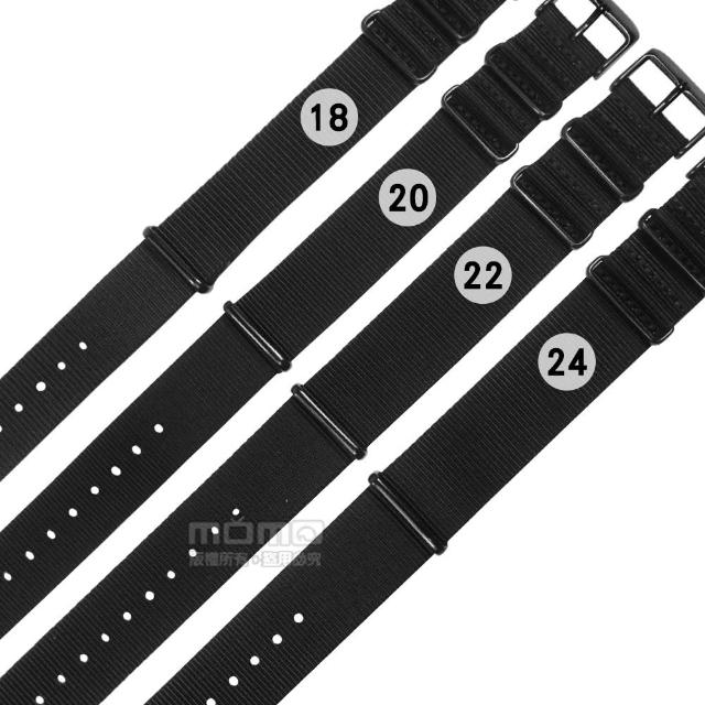 【Watchband】18.20.22.24 mm / DW代用 各品牌通用 流行百搭 輕便柔軟 尼龍錶帶(黑色)