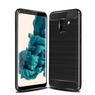 【YANG YI 揚邑】Samsung Galaxy A8 2018 拉絲紋碳纖維軟殼散熱防震抗摔手機殼