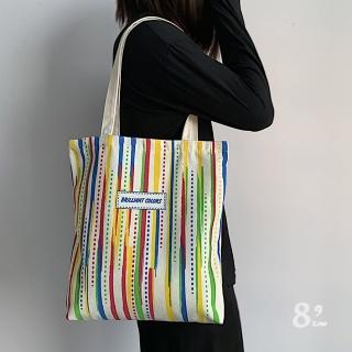 【89 zone】日系文藝簡約森系學院風 女包 購物袋 單肩包 手提包 帆布包(白)