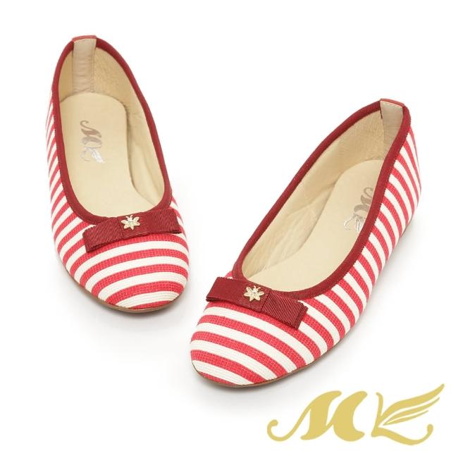 【MK】俏皮可愛系列-經典條紋水手風平底娃娃鞋(紅色)