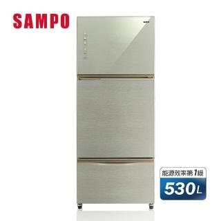 【SAMPO 聲寶】530公升一級能效經典玻璃系列變頻三門冰箱(SR-A53GDV-Y7)