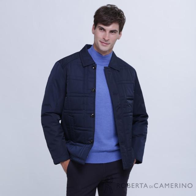 【ROBERTA 諾貝達】時尚型男 內裡舖棉夾克外套(深藍)