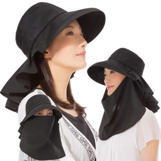【Sunfamily】3用降溫涼感面罩式抗UV護頸寬緣帽(黑色)
