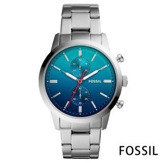 【FOSSIL】藍海探秘雙眼錶盤不鏽鋼腕錶-漸層藍x44mm(FS5434)