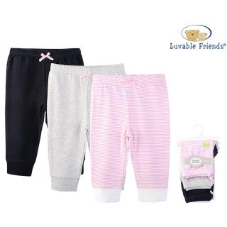 【Luvable Friends 甜蜜寶貝】100%純棉嬰幼兒長褲3件組_黑灰粉(LF32342)