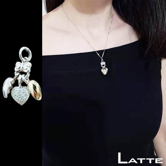 【LATTE】心動雙色 925純銀立體心型墬飾項鍊(MIT)