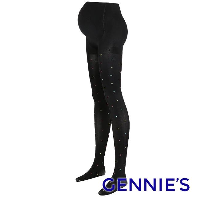 【Gennies 奇妮】點點緹花孕婦專用彈性褲襪(黑GM74)