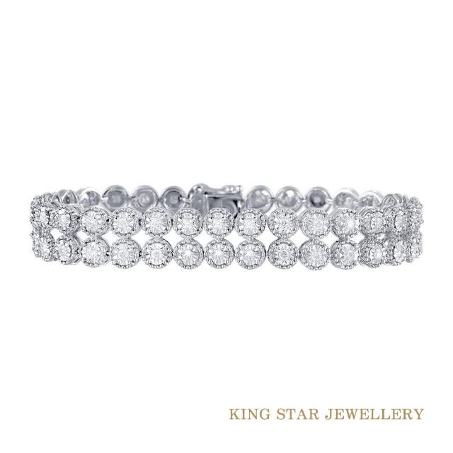 【King Star】極致奢華二克拉18K金鑽石手鍊(超越20克拉的視覺效果)