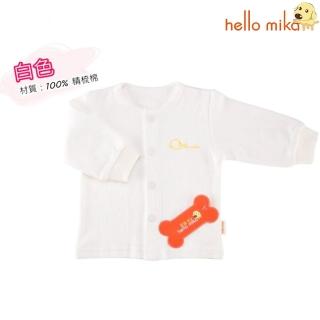 【hello mika 米卡】精梳棉嬰幼兒提花長袖前開扣上衣(白色2入)