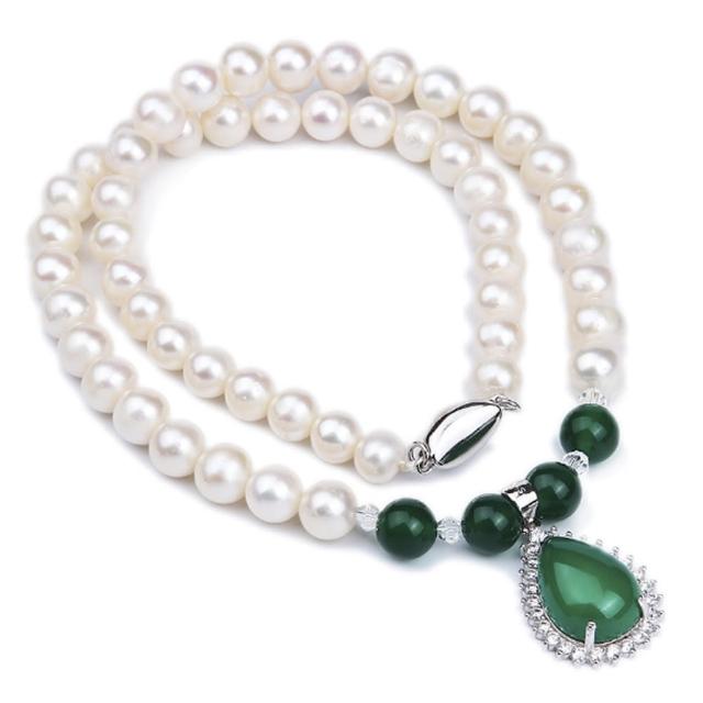 【RJNewYork】綠玉珍珠項鍊耳環手環收藏3件套組(4款可選)