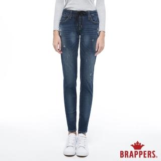 【BRAPPERS】女款 Boy friend系列-中低腰彈性運動鬆緊帶八分褲(藍)