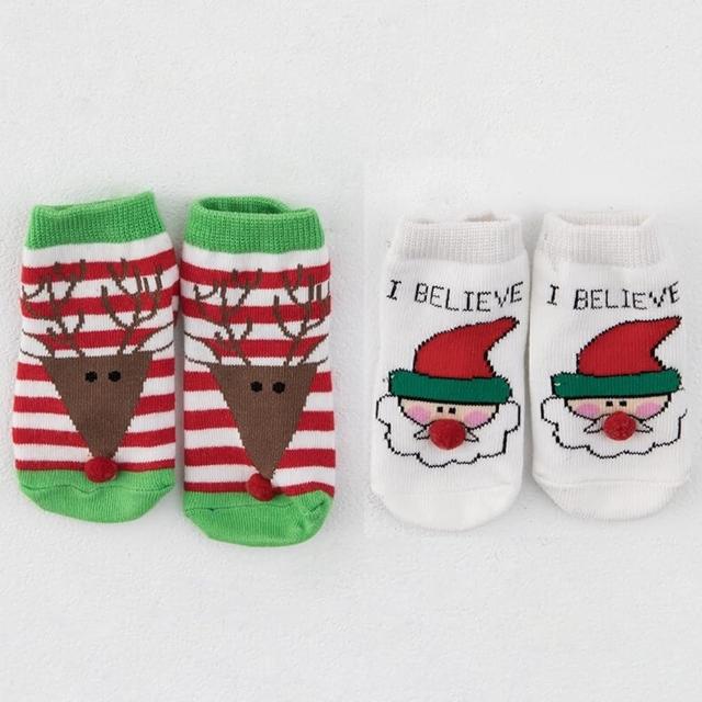 【日安朵朵】聖誕寶寶襪2雙組 麋鹿+聖誕老人(寶寶襪兒童襪嬰兒襪聖誕禮)