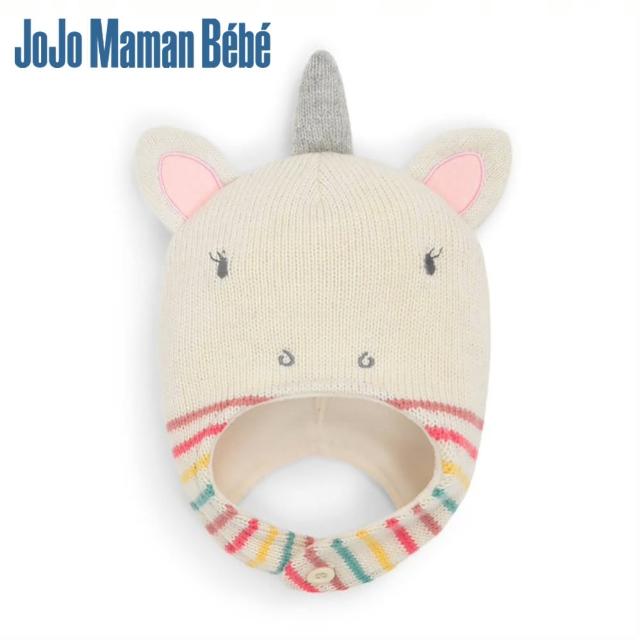 【JoJo Maman BeBe】保暖舒適羊毛帽_ 條紋獨角獸(JJHAT-E1617)