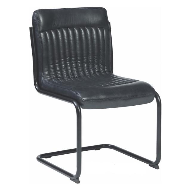 【AS雅司設計】Aditi黑色皮鐵腳餐椅-53x53x87cm