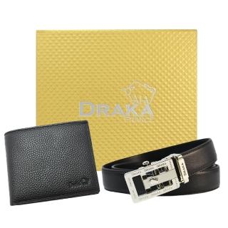 【DRAKA 達卡】黃金禮盒 真皮皮夾+自動皮帶-6012(41DK6012)