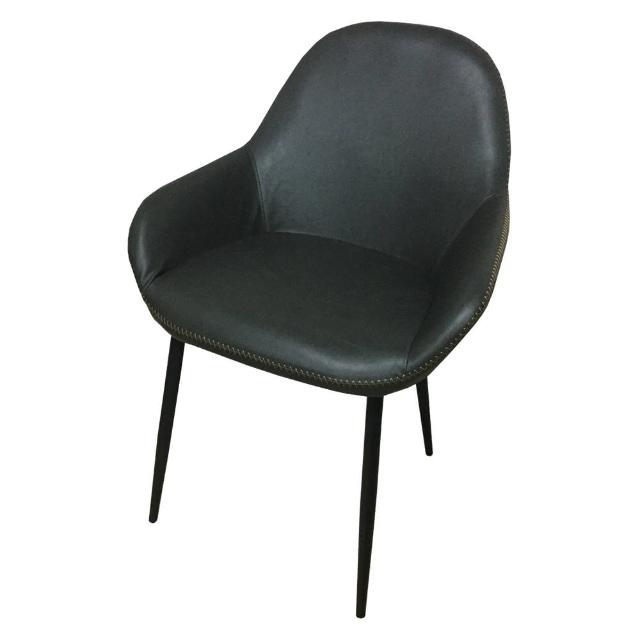 【AS雅司設計】Adela黑色皮鐵腳餐椅-42x45x84cm