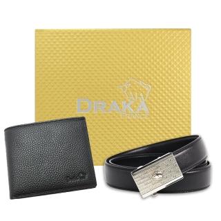 【DRAKA 達卡】黃金禮盒 真皮皮夾+自動皮帶-6015(41DK6015)