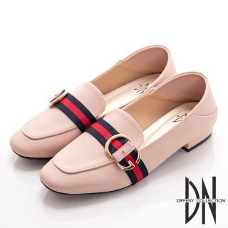 【DN】最愛MIT 百搭織帶飾釦樂福鞋(粉)